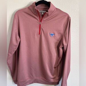 Peter Millar Pink Red Micro-Check 1/4 Zip Pullover SMU